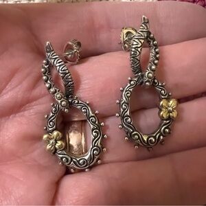 Barbara Bixby SS/18K Open Oval Doorknocker Earrings